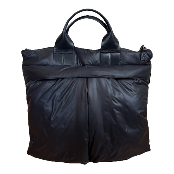 caraa Handbags - Caraa Nylon Messenger Travel Tote Bag In Black Leather Straps Expandable Luxury